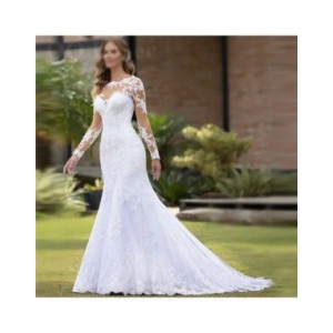 Vestido De Novia De encaje con espalda descubierta, traje Sexy De sirena, ilusión, cola De corte, 2023 Vestido De Novia De encaje con espalda descubierta, traje Sexy De sirena, ilusión, cola De corte, 2023