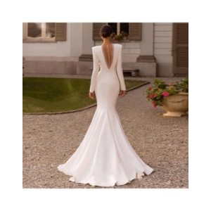 Vestidos De Novia sencillos De satén, Vestidos De Novia elegantes, Sexy, escote en V profundo, Espalda descubierta, largo hasta 