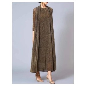 LANMREM-vestido plisado de 2 piezas para mujer, prenda de longitud media con cuello redondo, estilo elegante, ropa de moda femen