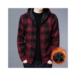 Suéter con capucha para hombre, Chaqueta de punto a cuadros de alta calidad, abrigo de invierno a la moda, ropa exterior masculi