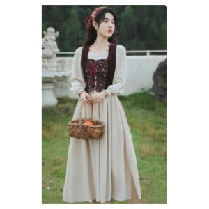 Vestido de algodón y lino de estilo francés para mujer, ropa Medieval de algodón, pradera, elegante, Mori, Retro, Vintage, para 