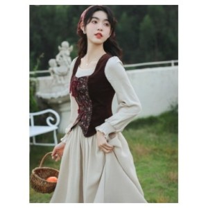 Vestido de algodón y lino de estilo francés para mujer, ropa Medieval de algodón, pradera, elegante, Mori, Retro, Vintage, para 