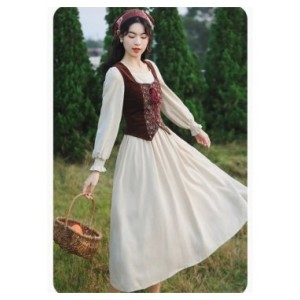 Vestido de algodón y lino de estilo francés para mujer, ropa Medieval de algodón, pradera, elegante, Mori, Retro, Vintage, para 