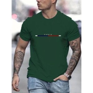 Camiseta de manga corta 100 de algodón para hombre, Camiseta holgada de París Camiseta de manga corta 100 de algodón para hombre, Camiseta holgada de París