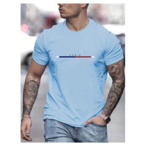 Camiseta de manga corta 100 de algodón para hombre, Camiseta holgada de París Camiseta de manga corta 100 de algodón para hombre, Camiseta holgada de París