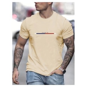 Camiseta de manga corta 100 de algodón para hombre, Camiseta holgada de París Camiseta de manga corta 100 de algodón para hombre, Camiseta holgada de París