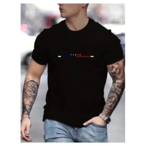 Camiseta de manga corta 100 de algodón para hombre, Camiseta holgada de París Camiseta de manga corta 100 de algodón para hombre, Camiseta holgada de París