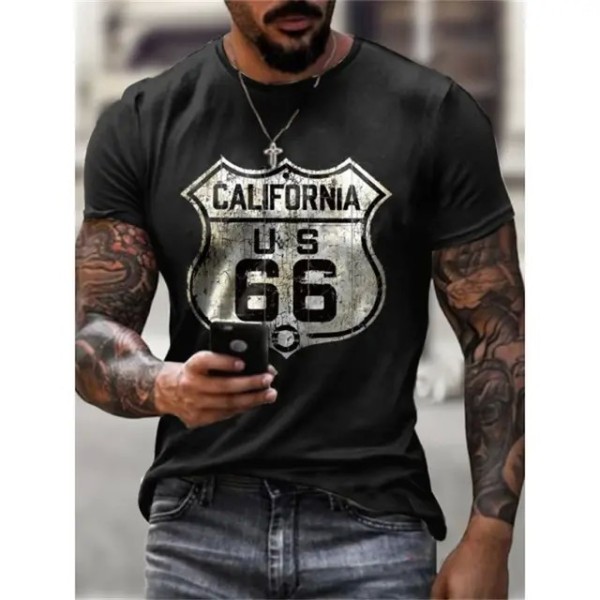 Camiseta Vintage para hombre, ropa informal de manga corta con estampado 3D, estilo Hip Hop americano, talla grande, diseño 66, 