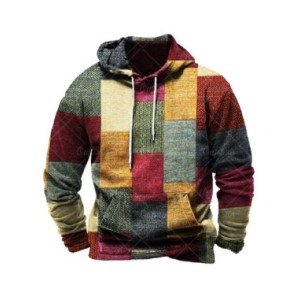 Jersey de manga larga con estampado a cuadros 3d para hombre, ropa de calle, suéter con capucha de gran tamaño, Sudadera con cap