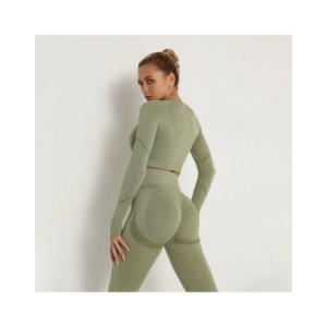 Conjuntos de Yoga de manga larga para mujer, ropa deportiva de entrenamiento para gimnasio, traje deportivo para Fitness, Leggin