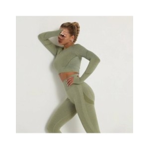 Conjuntos de Yoga de manga larga para mujer, ropa deportiva de entrenamiento para gimnasio, traje deportivo para Fitness, Leggin