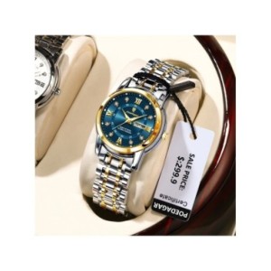 POEDAGAR-Reloj de pulsera de cuarzo para mujer, accesorio de lujo, resistente al agua, de acero inoxidable, luminoso, con fecha 