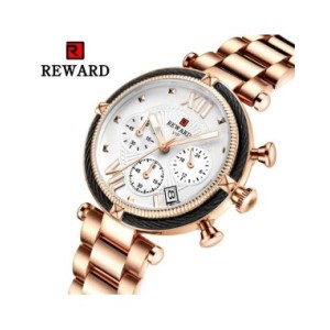 REWARD-Reloj de pulsera con correa de acero inoxidable para mujer, relojes de cuarzo, cronógrafo, calendario, resistente al agua