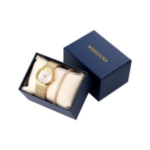 WEELUCKS reloj de moda para mujer, conjunto de reloj de joyería de diamante completo elegante, exquisito conjunto de regalo, rel