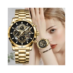 LIGE-Reloj de pulsera de cuarzo para mujer, accesorio deportivo de lujo, de acero creativo, color dorado, a la moda