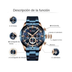 CURREN Reloj Lujoso para Hombre, Marca Superior, Cuarzo, Deportivo, Reloj Masculino, Acero Original, Impermeable, Cronógrafo de  CURREN Reloj Lujoso para Hombre, Marca Superior, Cuarzo, Deportivo, Reloj Masculino, Acero Original, Impermeable, Cronógrafo de
