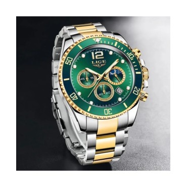 LIGE-reloj analógico de acero inoxidable para hombre, accesorio de pulsera de cuarzo resistente al agua con cronógrafo, compleme