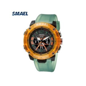 SMAEL-reloj deportivo para hombre, cronómetro analógico de cuarzo con pantalla Digital LED, resistente al agua, color verde y na SMAEL-reloj deportivo para hombre, cronómetro analógico de cuarzo con pantalla Digital LED, resistente al agua, color verde y na