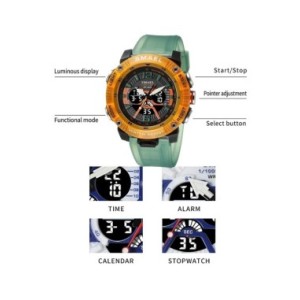 SMAEL-reloj deportivo para hombre, cronómetro analógico de cuarzo con pantalla Digital LED, resistente al agua, color verde y na SMAEL-reloj deportivo para hombre, cronómetro analógico de cuarzo con pantalla Digital LED, resistente al agua, color verde y na