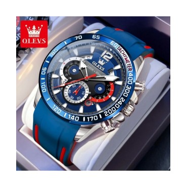 OLEVS-reloj de cuarzo con correa de goma para hombre, cronógrafo Original, luminoso, resistente al agua, con fecha y semana