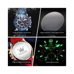 OLEVS-reloj de cuarzo con correa de goma para hombre, cronógrafo Original, luminoso, resistente al agua, con fecha y semana OLEVS-reloj de cuarzo con correa de goma para hombre, cronógrafo Original, luminoso, resistente al agua, con fecha y semana