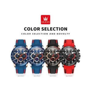 OLEVS-reloj de cuarzo con correa de goma para hombre, cronógrafo Original, luminoso, resistente al agua, con fecha y semana OLEVS-reloj de cuarzo con correa de goma para hombre, cronógrafo Original, luminoso, resistente al agua, con fecha y semana