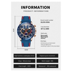 OLEVS-reloj de cuarzo con correa de goma para hombre, cronógrafo Original, luminoso, resistente al agua, con fecha y semana OLEVS-reloj de cuarzo con correa de goma para hombre, cronógrafo Original, luminoso, resistente al agua, con fecha y semana