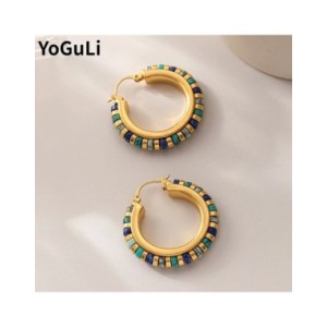 Pendientes de aro de piedras verdes para mujer, joyería Retro, diseño de lujo, alta calidad, latón, Metal, Color dorado, gran of Pendientes de aro de piedras verdes para mujer, joyería Retro, diseño de lujo, alta calidad, latón, Metal, Color dorado, gran of