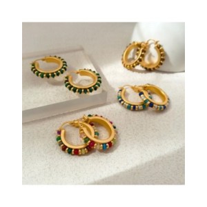 Pendientes de aro de piedras verdes para mujer, joyería Retro, diseño de lujo, alta calidad, latón, Metal, Color dorado, gran of Pendientes de aro de piedras verdes para mujer, joyería Retro, diseño de lujo, alta calidad, latón, Metal, Color dorado, gran of