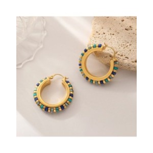 Pendientes de aro de piedras verdes para mujer, joyería Retro, diseño de lujo, alta calidad, latón, Metal, Color dorado, gran of Pendientes de aro de piedras verdes para mujer, joyería Retro, diseño de lujo, alta calidad, latón, Metal, Color dorado, gran of