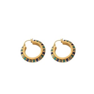 Pendientes de aro de piedras verdes para mujer, joyería Retro, diseño de lujo, alta calidad, latón, Metal, Color dorado, gran of Pendientes de aro de piedras verdes para mujer, joyería Retro, diseño de lujo, alta calidad, latón, Metal, Color dorado, gran of