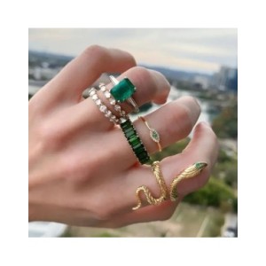 Juego de Anillos de cristal Vintage para mujer, anillo hueco geométrico de mariposa y Perla, joyería ajustable, joyería Funk Juego de Anillos de cristal Vintage para mujer, anillo hueco geométrico de mariposa y Perla, joyería ajustable, joyería Funk