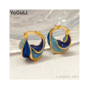 Pendientes azules geométricos de Metal de latón para niña y mujer, Joyería Moderna de diseño bonito, alta calidad, regalo de ten Pendientes azules geométricos de Metal de latón para niña y mujer, Joyería Moderna de diseño bonito, alta calidad, regalo de ten