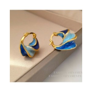 Pendientes azules geométricos de Metal de latón para niña y mujer, Joyería Moderna de diseño bonito, alta calidad, regalo de ten Pendientes azules geométricos de Metal de latón para niña y mujer, Joyería Moderna de diseño bonito, alta calidad, regalo de ten