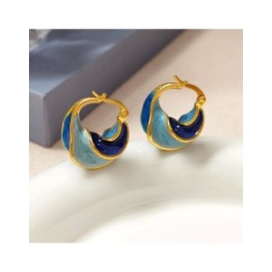 Pendientes azules geométricos de Metal de latón para niña y mujer, Joyería Moderna de diseño bonito, alta calidad, regalo de ten Pendientes azules geométricos de Metal de latón para niña y mujer, Joyería Moderna de diseño bonito, alta calidad, regalo de ten