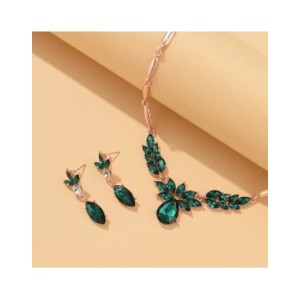 Conjunto de collar y pendientes de cristal para mujer, conjunto de joyas de dos piezas, joyería de fiesta, accesorio femenino, r Conjunto de collar y pendientes de cristal para mujer, conjunto de joyas de dos piezas, joyería de fiesta, accesorio femenino, r