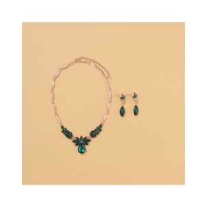 Conjunto de collar y pendientes de cristal para mujer, conjunto de joyas de dos piezas, joyería de fiesta, accesorio femenino, r Conjunto de collar y pendientes de cristal para mujer, conjunto de joyas de dos piezas, joyería de fiesta, accesorio femenino, r