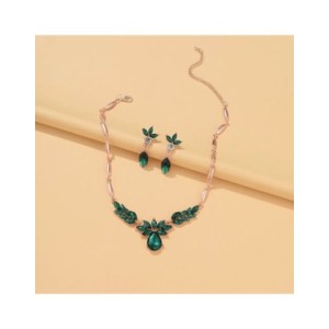 Conjunto de collar y pendientes de cristal para mujer, conjunto de joyas de dos piezas, joyería de fiesta, accesorio femenino, r Conjunto de collar y pendientes de cristal para mujer, conjunto de joyas de dos piezas, joyería de fiesta, accesorio femenino, r