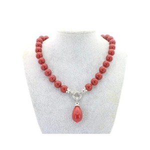 Collar con colgante de Coral rojo de concha de océano Natural para mujer, cadena de cuentas desmontable de 12mm, 45cm, regalo de Collar con colgante de Coral rojo de concha de océano Natural para mujer, cadena de cuentas desmontable de 12mm, 45cm, regalo de