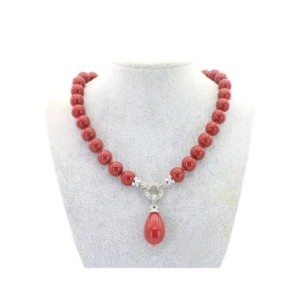 Collar con colgante de Coral rojo de concha de océano Natural para mujer, cadena de cuentas desmontable de 12mm, 45cm, regalo de Collar con colgante de Coral rojo de concha de océano Natural para mujer, cadena de cuentas desmontable de 12mm, 45cm, regalo de