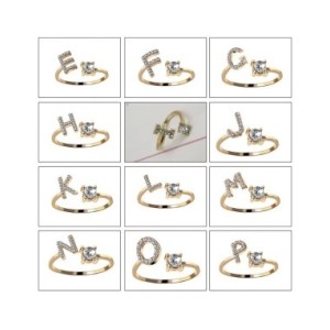 Anillo de dedo abierto con letras en inglés para mujer, A-Z con iniciales del nombre del alfabeto, moda creativa, joyería para f Anillo de dedo abierto con letras en inglés para mujer, A-Z con iniciales del nombre del alfabeto, moda creativa, joyería para f