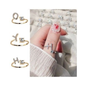 Anillo de dedo abierto con letras en inglés para mujer, A-Z con iniciales del nombre del alfabeto, moda creativa, joyería para f Anillo de dedo abierto con letras en inglés para mujer, A-Z con iniciales del nombre del alfabeto, moda creativa, joyería para f