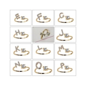 Anillo de dedo abierto con letras en inglés para mujer, A-Z con iniciales del nombre del alfabeto, moda creativa, joyería para f Anillo de dedo abierto con letras en inglés para mujer, A-Z con iniciales del nombre del alfabeto, moda creativa, joyería para f