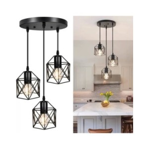 Lámpara colgante Led ajustable para techo, luminaria Industrial con jaula de Metal, iluminación para comedor de isla Lámpara colgante Led ajustable para techo, luminaria Industrial con jaula de Metal, iluminación para comedor de isla