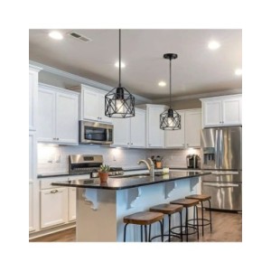 Lámpara colgante Led ajustable para techo, luminaria Industrial con jaula de Metal, iluminación para comedor de isla Lámpara colgante Led ajustable para techo, luminaria Industrial con jaula de Metal, iluminación para comedor de isla