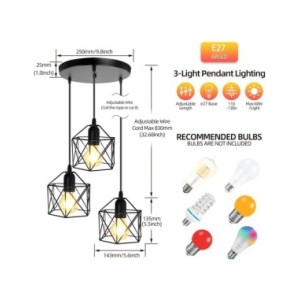 Lámpara colgante Led ajustable para techo, luminaria Industrial con jaula de Metal, iluminación para comedor de isla