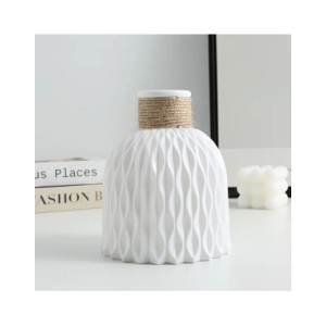 Jarrón de plástico ondulado para decoración del hogar, maceta de flores de estilo nórdico moderno, decoración de escritorio para