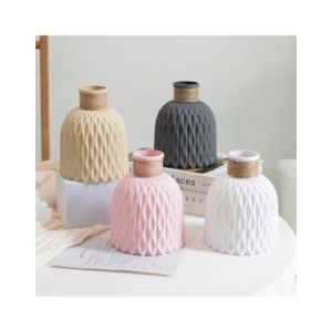 Jarrón de plástico ondulado para decoración del hogar, maceta de flores de estilo nórdico moderno, decoración de escritorio para Jarrón de plástico ondulado para decoración del hogar, maceta de flores de estilo nórdico moderno, decoración de escritorio para