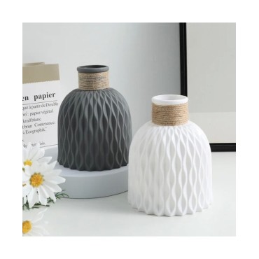 Jarrón de plástico ondulado para decoración del hogar, maceta de flores de estilo nórdico moderno, decoración de escritorio para