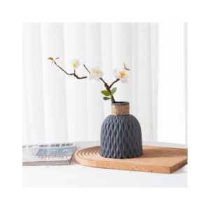 Jarrón de plástico ondulado para decoración del hogar, maceta de flores de estilo nórdico moderno, decoración de escritorio para
